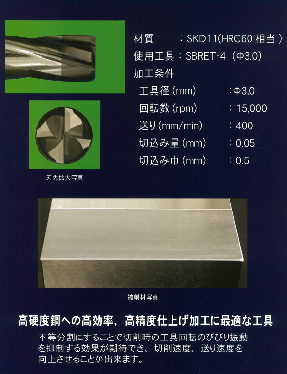 CBNスパイラル不等分割4枚刃エンドミル SBRET-4 - 切削工具のサカイ